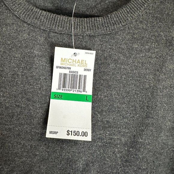 Michael Kors Womens Large Short Sleeve Sweater Top Gray NEW Faux Fur Sleeve - Picture 8 of 11